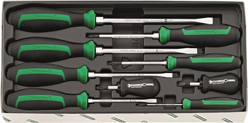 Stahlwille 4693/9 DRALL+ Schraubendreher Set 9-teilig | für Schlitz-/ Kreuzschlitzschrauben (PH) | 2-Komponentengriff | Made in Germany