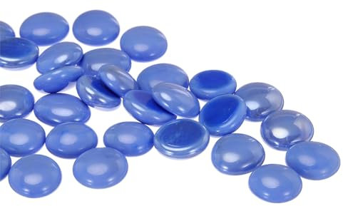 QUARKZMAN Glaspärlor, 36 st ädelstenar glas platt blå 0,44 pund (0,67-0,87 tum) glaskulor för fyllmedel vaser gör-det-själv akvariedekorationer