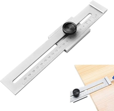 Jauge de Trait de Précision 200 mm, Jauge de Marquage Menuisier, Règle de Ligne Coulissante, pour Marquage et Délimitation Précis des Marques et des Lignes Auxiliaires