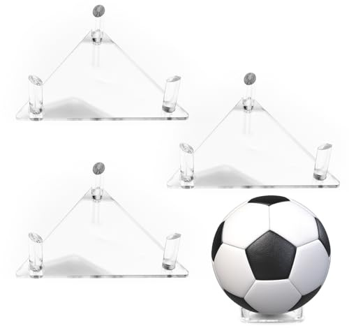hocadon 3 Pezzi Porta Palloni da Calcio Trasparente Supporto per Pallone da Football Supporto di Palla Acrilico Supporto per Pallacanestro, Palloni da Calcio, Pallavolo