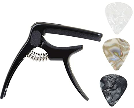 WESIEVYA 1juego Capo De Guitarra De Metal Multifuncional Soporte Para Plectros y Clip De Rápido Para Guitarras Eléctricas y Acústicas