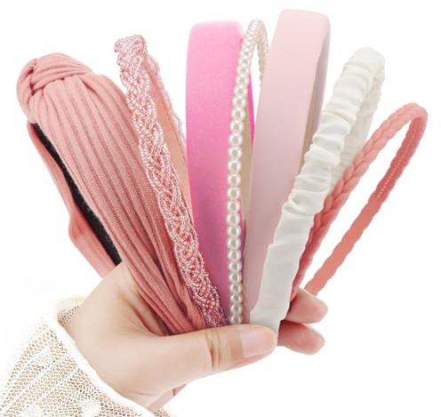 DRESHOW Fashionabla Pannband för Kvinnor Hår Pärlpannband Halkfria Blompannband Vadderade Hårband Set Vintage Håraccessoarer för Kvinnor och Flickor