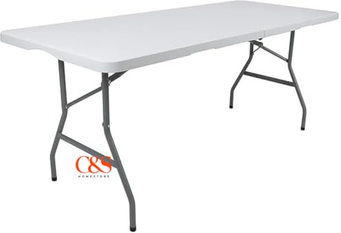 C&S Homestore Heavy Duty Folding Table - 6ft/1.8m - Portable & Compact Foldable Table/Trestle - Ideal Folding Table for Picnic, Catering, Garden, Camping Table, Party, BBQ Market