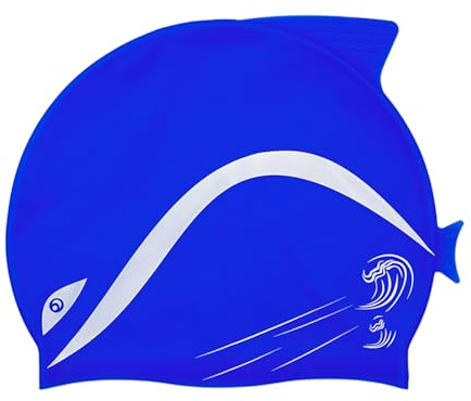 Swim Cap Kids Silicone Swimming Cap for Toddler Swim Hat Water Hats for Girl Boy 3-8 Years (Dolphin)