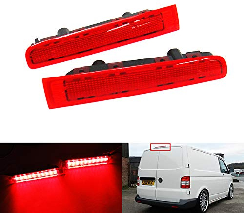 2x Feux stop arrière LED à lentille rouge pour portes battantes niveau haut central troisième feu stop gauche droite pour Transporter T5 Caravelle Multivan MK V 2003-2015