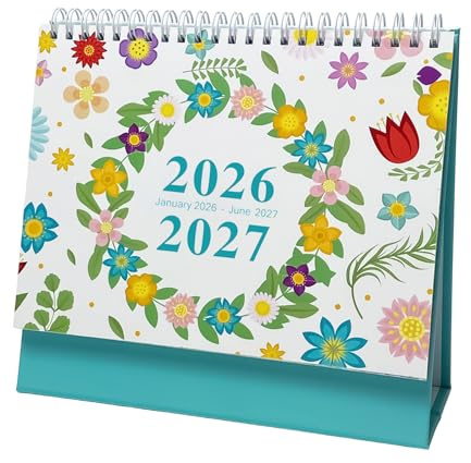 Calendario de escritorio 2026, planificador semanal y mensual con notas, calendario de escritorio estético 2026-2027 para citas, agenda, planificación, hogar, oficina, aula, profesor, estudiante