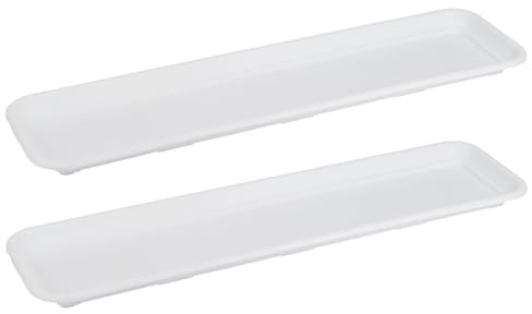 Tymar Fioriera Sottovaso Rettangolare, Sottovaso Per Fiori 80 Cm, Set Da 2, Vaso E Vaso Per Piante Natura (Bianco)