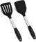 Spatula Set Heat Resistant Silicone and Stainless Steel - Best Turner Spatulas Rubber Grip - Flexible Kitchen Spatulas for Cooking and Non Stick Cookware - Pancake Turners, Egg Flippers - 2-Piece Set