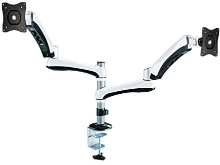 RICOO Monitor Halterung Tisch Gasdruckfeder für 13-32 Zoll, VESA Tischhalterung, Monitorarm TS0911-W Monitorhalterung 2 Monitore Arm Bildschirmhalterung Bildschirm Halter Arme für Computermonitore