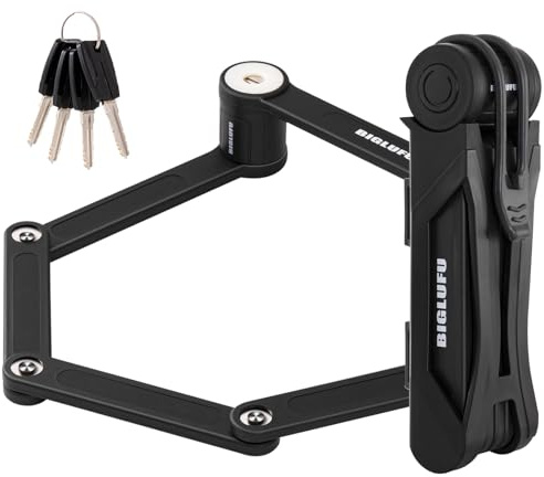 BIGLUFU Antivol pliable cadenas pour vélo Serrure Pliante de Vélo Moto Acier Robuste Verrou de Sécurité, Facile à Transporter,86cm/34inch (Serrure à 4 touches)