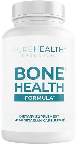 PUREHEALTH RESEARCH Bone Health Formula - for Bones, Joint & Skeletal Wellness - with Calcium, Magnesium, Zinc, Copper, Manganese, Potassium, Vitamin K2, D3, C & More for Women & Men - 150 Capsules