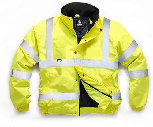 LIZZIE JACOBS Hi Viz High Visibility Bomber Jackets Hi Vis Safety Security Reflective Protective Waterproof Work Wear Bomber Jackets