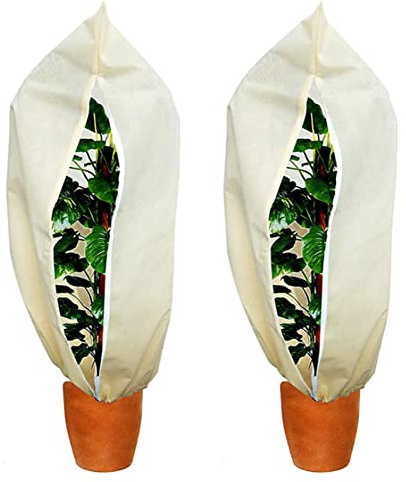 SAIJIAN 2 Piezas Funda para Plantas 120 * 80cm Cubierta para Plantas Protección Saco Cubre Plantas para el Invierno contra Heladas con Cremallera y Cordón