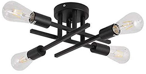 Industriali Lampada Nero Sputnik da Soffitto Vintage LED 4 Luci Plafoniera E27 Moderna Metallo Lampadario per Soggiorno Cucina corridoio Camera da Letto Sala da Pranzo hotel caffè ristorante