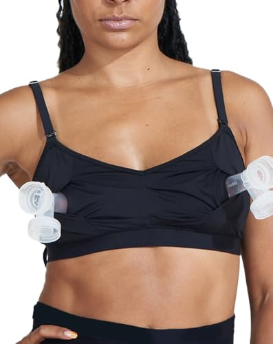 Bodily The Do Anything Nursing Bra for Breastfeeding & Hands Free Pumping, Wireless, Adjustable Maternity Bra with Soft, Breathable Fabric, Versatile (XL, Black)