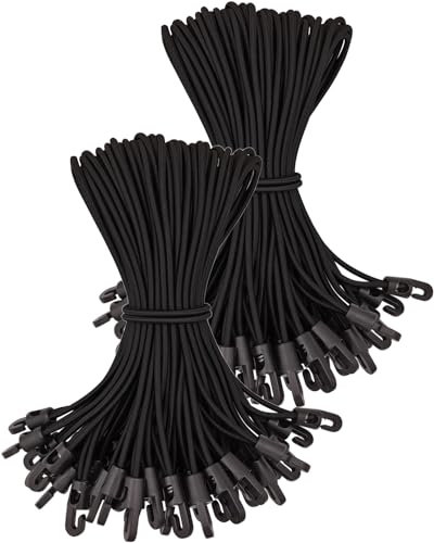 Spanngummi mit Haken 100 Stück - Expander mit Haken 25 cm - Multifunktional Planenspanner Gummispanner mit Haken für Camping Planen, Anhängerplane, Poolabdeckung (Schwarz)
