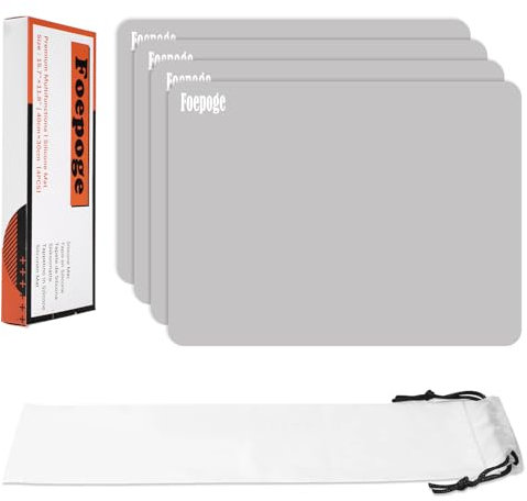 Foepoge 4 Stück Silikonmatte 40×30cm Bastelunterlage kinder,Rollversand, Bastelmatte für Gießharz Epoxidharz Handwerk,Antihafte rutschfest Malunterlage für Kinder Silikon Unterlage, Tischmatte,Grau