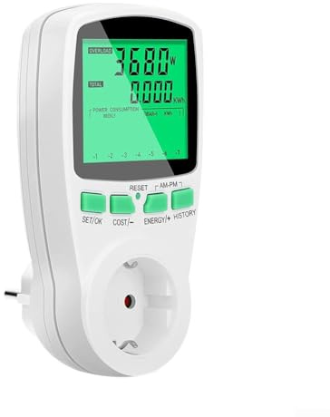 Einspeisezähler Steckdose Solar，Stromzähler für Balkonkraftwerk,Mini-PV-Anlagen Mini-Solaranlagen LCD Bildschirm Hintergrundbeleuchtung grün