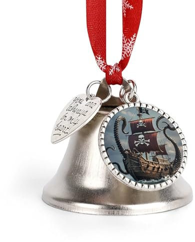 Klockor, bläckfisk och skepp tryckta julklockor, julklockor ornament, hängande klockor julklockor