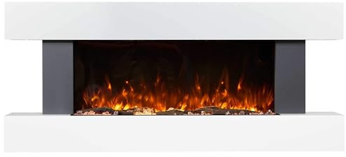 Baridi Wall Mounting Electric Fireplaces with LED Flame Effects (Grey, 52)