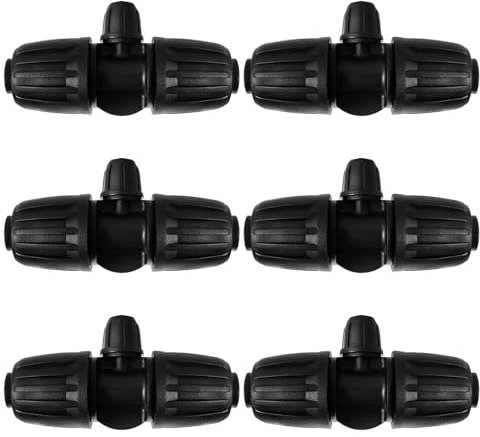 VooGenzek 6 Pezzi Raccordi per Irrigazione, Connettore Tubo a 3-Vie da Giardino per Tubo 13/16 mm a 4/7 mm, Connettori a T con Spinato Irrigazione a Goccia, per Prato, ​Giardin