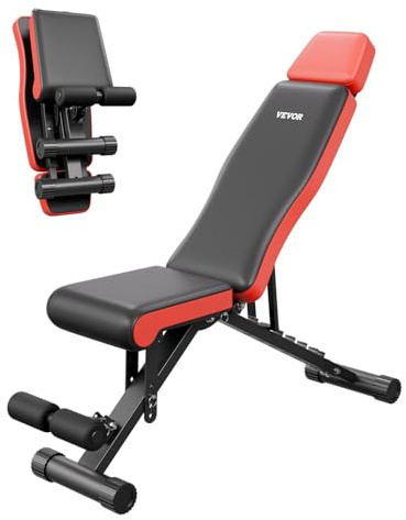 VEVOR Panca pesi Stabile e Resistente per Allenamento Completo del Corpo, Panca Regolabile per Esercizi, Sit Up per Allenamento della Forza con Protezione Estesa per Testa Collo 300 kg