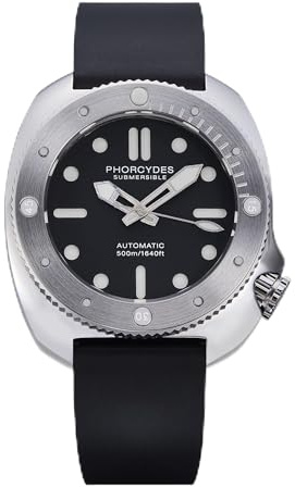PHORCYDES PH-1 Meccanico 500M Diver Orologi NH35A Automatico In Acciaio Inossidabile Cassa Luminosa, Nero e blu lume
