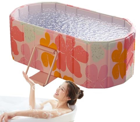 Vasca da bagno pieghevole, vasche da bagno portatili, vasca autoportante, isolamento termico e drenaggio, design salvaspazio e struttura robusta, 120 cm per casa e viaggio