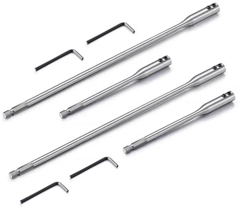 4pcs Drill Bit Extension Set 6 & 12 Long High-Carbon Steel Wood Spade Drill Bit Extender Extension Set for Wood Turners Furniture Carpentry and Construction with Allen Keys 1/4 Hex Shank