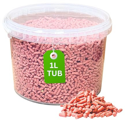 1L Tub Berry Mix Suets for Wild Bird Food, Red Berry Balls for Birds Feed | Berry Mix Suets Pellets Premium Natural Feed for Robins Sparrows Garden Wildlife High Oil Energy Treat Suet Balls for Birds