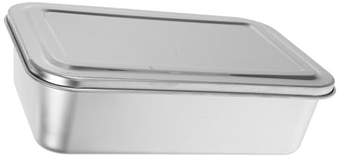 BIUDECO Bandeja de Hornear Inoxidable Rectangular con Tapa Recipiente para Pasteles Almacenamiento y Exhibición de Postres de Limpiar para Tiramisu