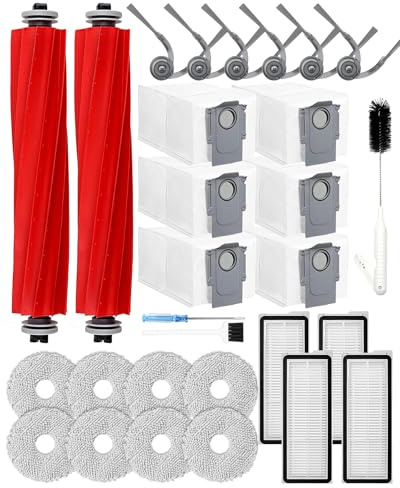 29 pezzi QV35A accessori per Roborock Qrevo S Pro/QV 35S/QR 598/QR 798 aspirapolvere robot. 2 spazzole principali, 6 sacchetti per la polvere, 4 filtri HEPA, 6 spazzole laterali, 8 tamponi