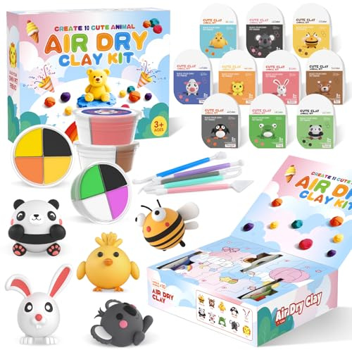 Confezione da 10 scatole di plastilina magica, asciugatura all'aria, ultra leggera e morbida, sicura e non tossica, scatola a sorpresa per bambini da 4, 5, 6, 7, 8, 9, 10 anni
