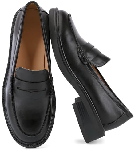 JilTrdWei Loafers for Women Classic Penny Loafers Slip On Flat Shoes, Comfortable Casual Dress Shoes for Work Office Travel Everyday Walking-LBla-10