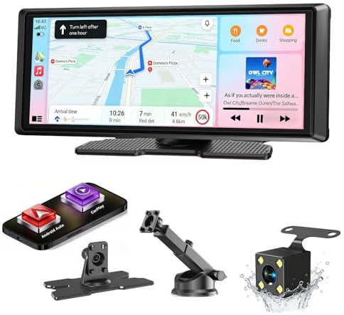 ESSGOO 8 Pulgadas Pantalla Carplay Coche Android Auto con Cámara de Reversa