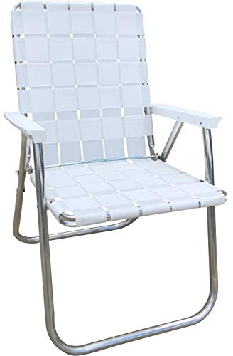 Lawn Chair USA Folding Aluminum Outdoor Patio Lawn Chair | Heavy-Duty Webbed Chairs for Camping, Sports, Beach, Yard & Tailgating | Lightweight Portable | Classic - Bright White