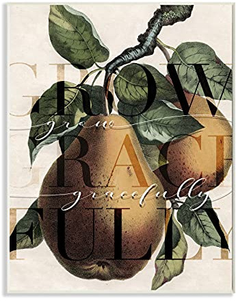 Stupell Industries Grow Gracefully Phrase Vintage Yellow Pear Tree