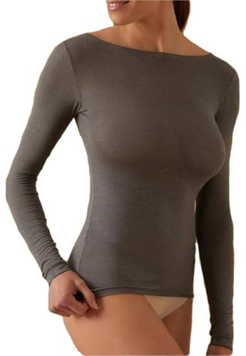 JADEA Maglia Donna in Modal e Cashmere Scollo a Barca, Comoda e Avvolgente, Grigio, M