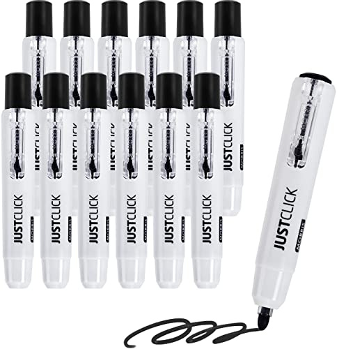 carrotez Retractable Dry Erase Markers, Click Dry Erase Whiteboard Markers, Bullet Tip, Thick Barrel, 12 Count, Black
