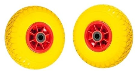 Elkoza® 2x10 3.00-4 Polyurethane 20mm 250X75 Wheelbarrow Wheels Sack Truck Trolley Wheel Solid Puncture Proof Tyre Complete for Garden Heavy Duty Trolley Barrow Truck Replacement Wheelbarrow Wheel