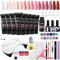 Kit Unghie Gel Completo, Phoenixy 8 Colori Rosa Gel Ricostruzione Unghie con Lampada per Unghie 36W U V/LED, Kit Ricostruzione Unghie Professionale con Base y Top Coat