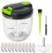 900ml Manual Food Chopper, K Kwokker Manual Food Processors Pull String with 10 Sharp 420 Stainless Steel Blades, Vegetable Chopper Shredder, Onion Slicer Cutter Dicer Grinder with Brush&Screwdriver
