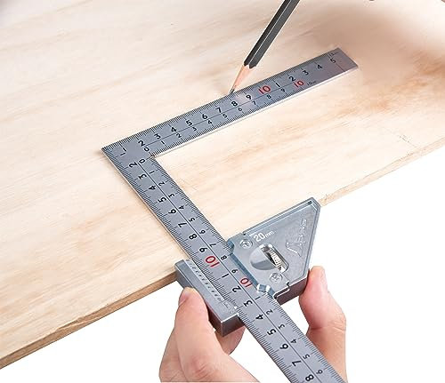 Shinwa 12513 - Escuadra de carpintero (30 x 15 cm, incluye tope de metal, ángulo de medición, fabricado en Japón)