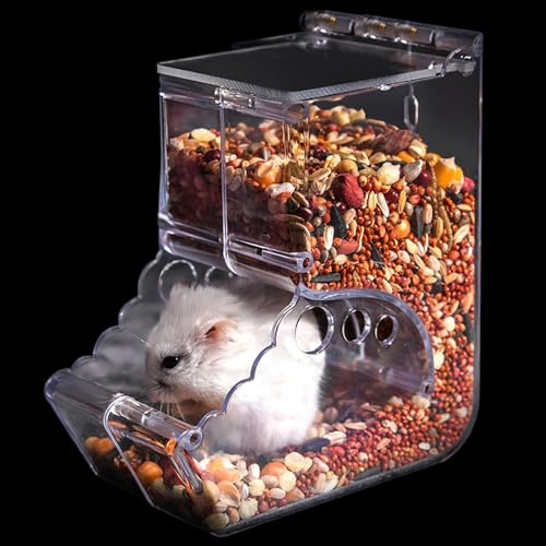 Distributore automatico di cibo per criceti, Acrilico Trasparente, Mangiatoia per Criceti Automatica, Hamster Feeder, Alimentatore Automatico a Gravità, per Criceti, Scoiattoli e Altri Piccoli Animali
