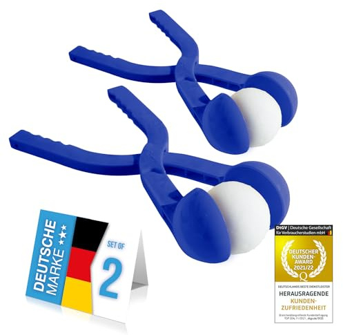 GOODS+GADGETS Snowball tongs for perfect 7 cm snowballs; 2nd generation snowball maker; snowball press, no more cold hands; 38 cm; random colours red or blue (2 pieces)
