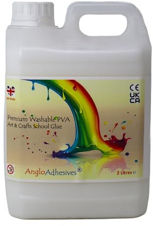 artcraft by anglo 2 Litre PVA Glue for Crafting & Art. White Eco Washable Crafters Glue for Kids Art, School Supplies, DIY Craft Projects & Sticking & Glueing Paper, Cardboard or Collage Art