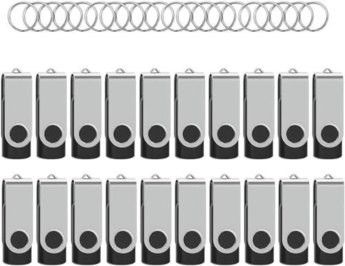 Wooolken USB Stick 8 GB 20Pack, USB Flash Drive USB 2.0 Memory Stick 8GB Pen Drive Portable Thumb Drives for PC/Laptop/Data Storage (With Keychain)