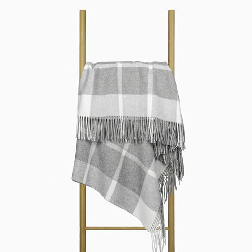 Nostra Andora Couverture en Laine Mérinos et Cachemire – Plaid Élégant, Doux, Respirant et Léger pour Canapé, Lit et Extérieur, Conception Thermorégulatrice avec Franges – Fabriquée en Europe
