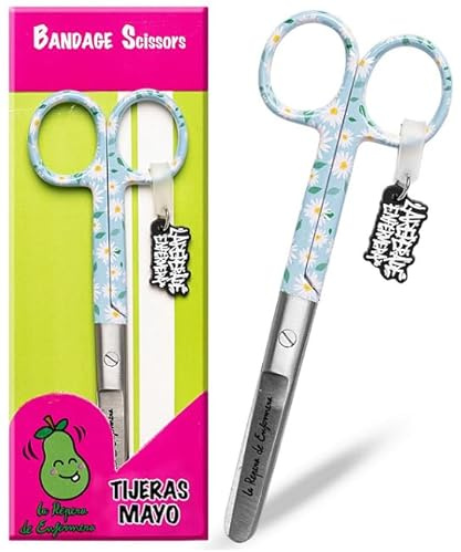 La Repera de Enfermera® Mayo Scissors with Roma Tip: Premium Scissors for Bandage and Sanitary Emergencies | Ideal for Nursing Gifts and Nursing Accessories and TCAE (SPRING SPLASH)