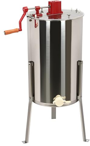 Honey Extractor 4 Frame Honey Extractor Manual Bee Extractor with Crank, Stainless Steel Barrel Beehives Honeycomb Spinner Machine for Hobbyist Bee Keeper, Honeycomb Drum Spinner with Transparent Lid